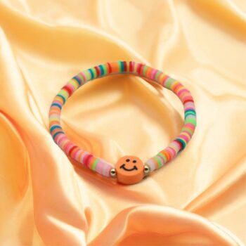 Orange Bracelet with Orange Smiley Charm