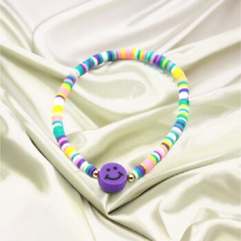 Lavender Bracelet with Lavender Smiley Charm