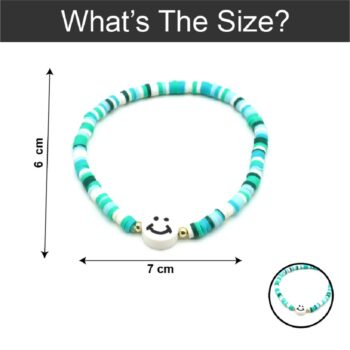 Green Bracelet with White Smiley Charm