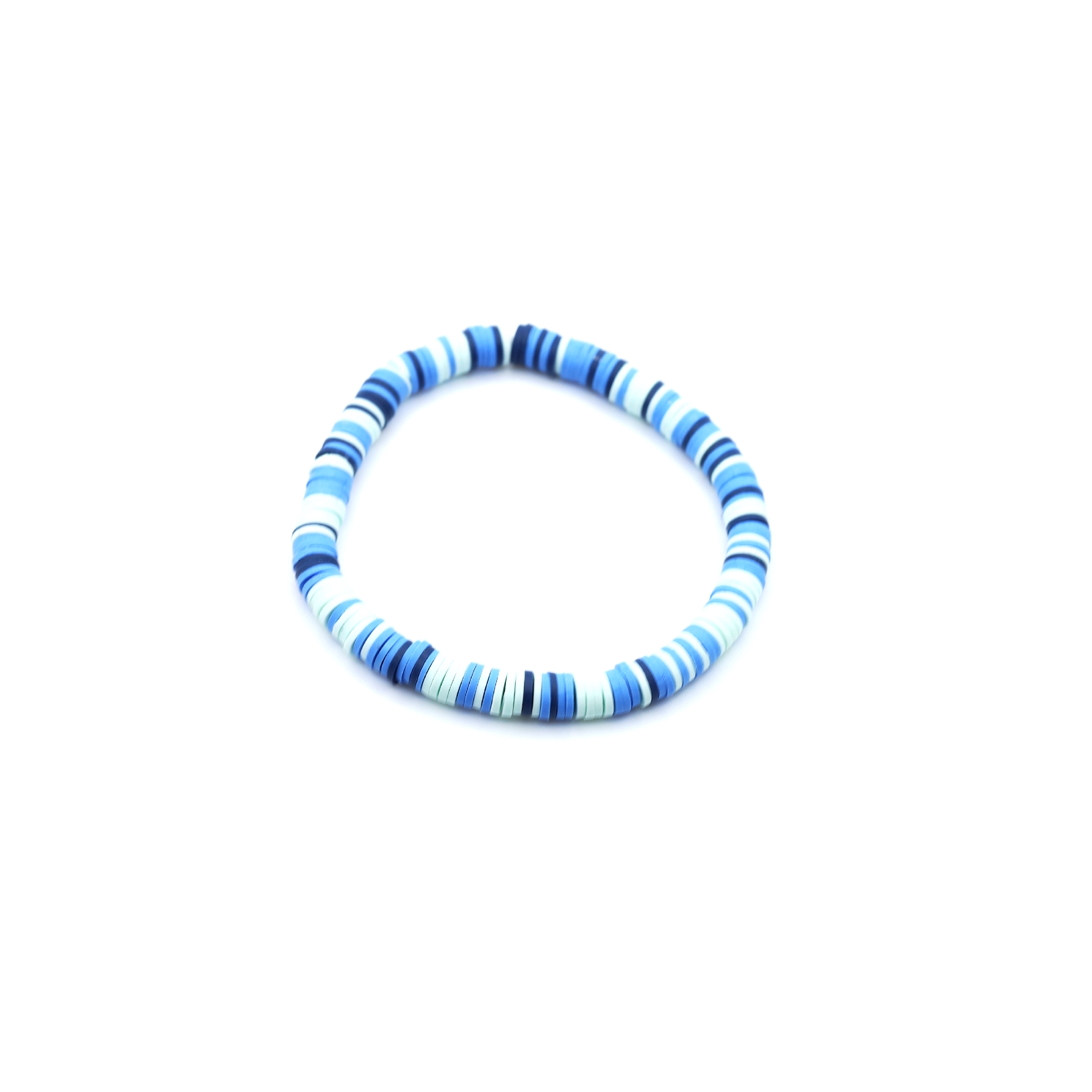 B-127-01a-1.jpg Heishi Bead Bracelet Multiple Blue Tone