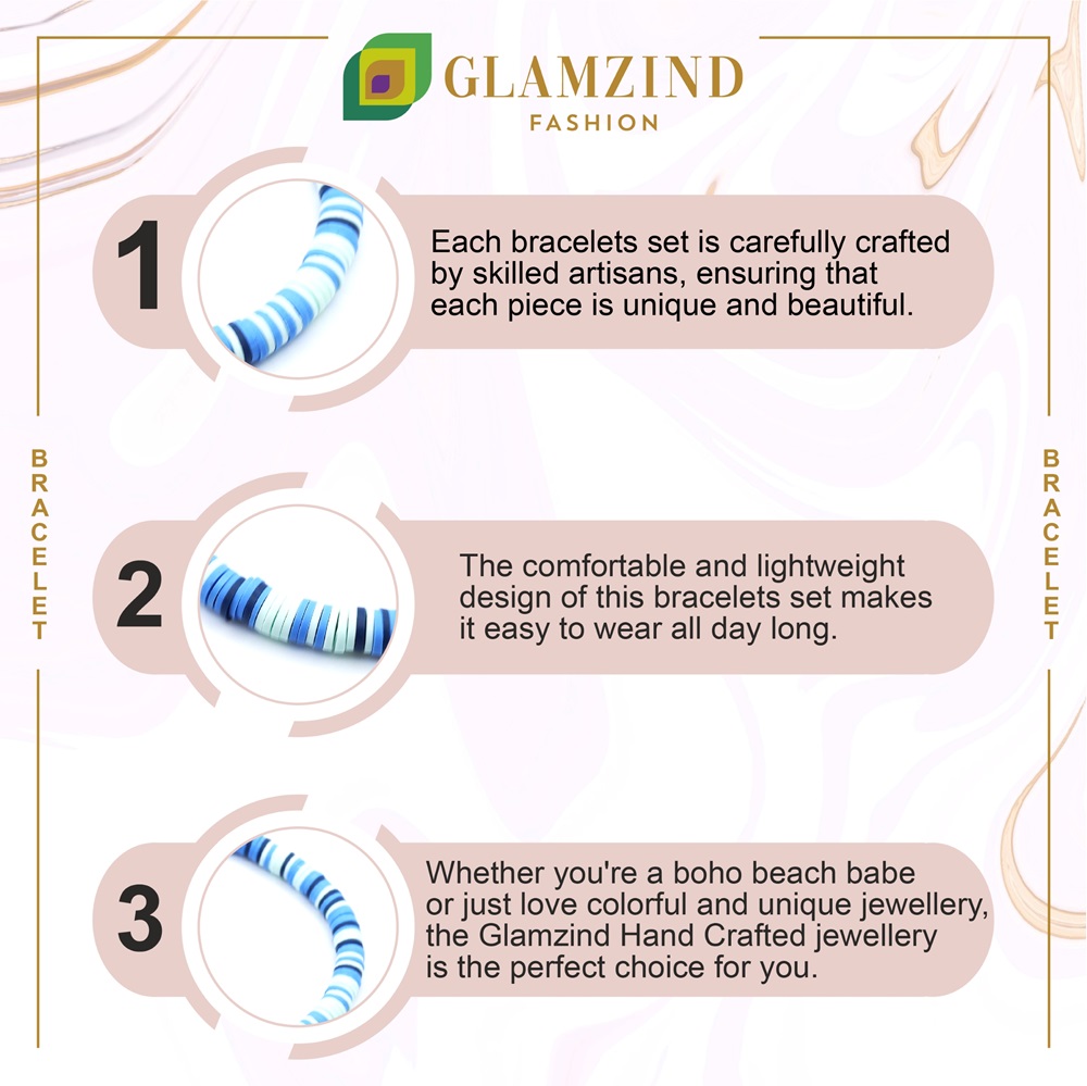 B-127-04a-1.jpg Heishi Bead Bracelet Multiple Blue Tone