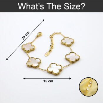 Leaf Clover White Golden Bracelet