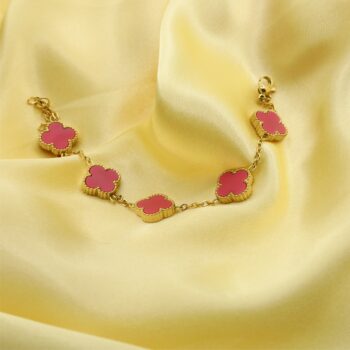 Clover Bubblegum Pink Golden Bracelet