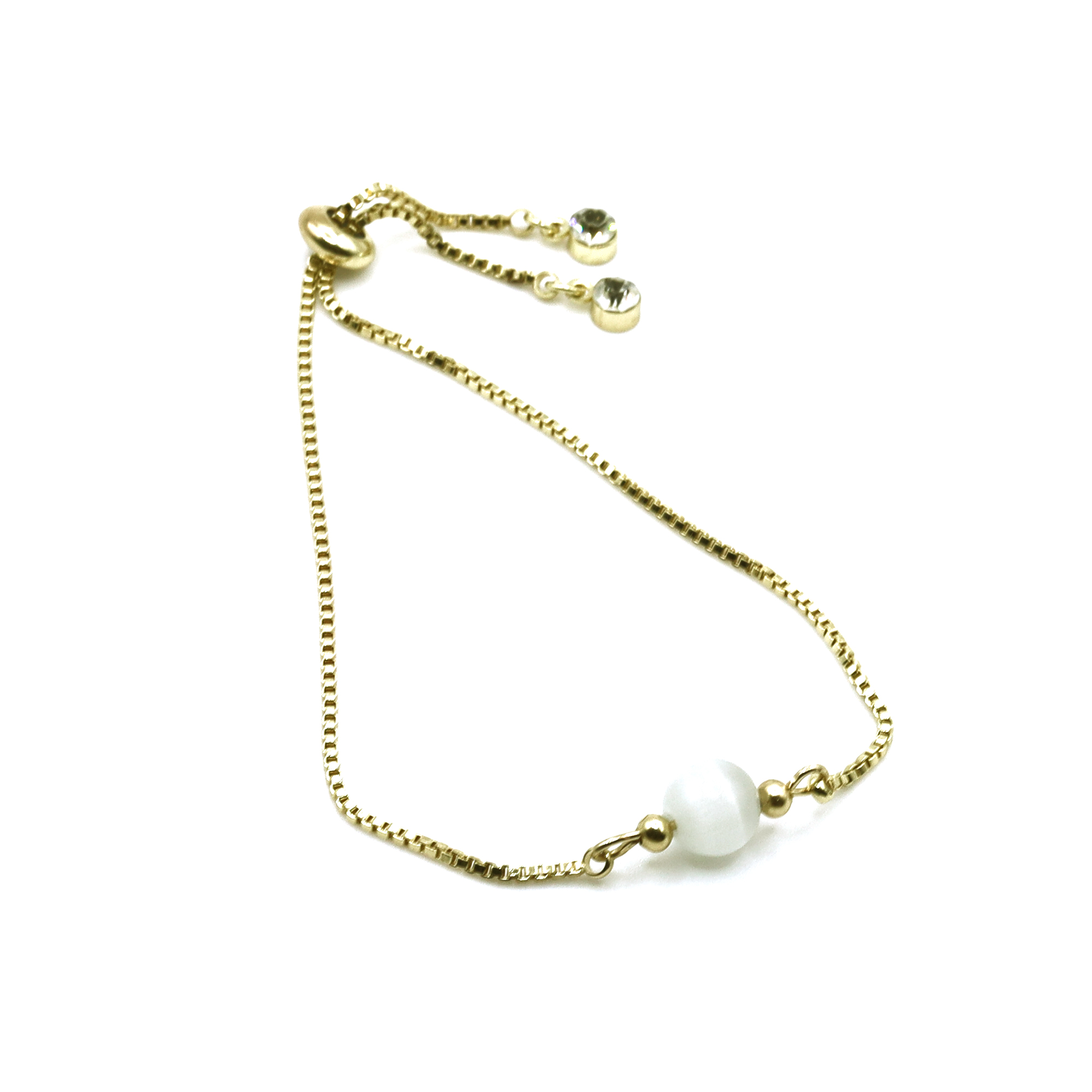 B-24A-1.jpg Gold Chain Bracelet with Natural Stone