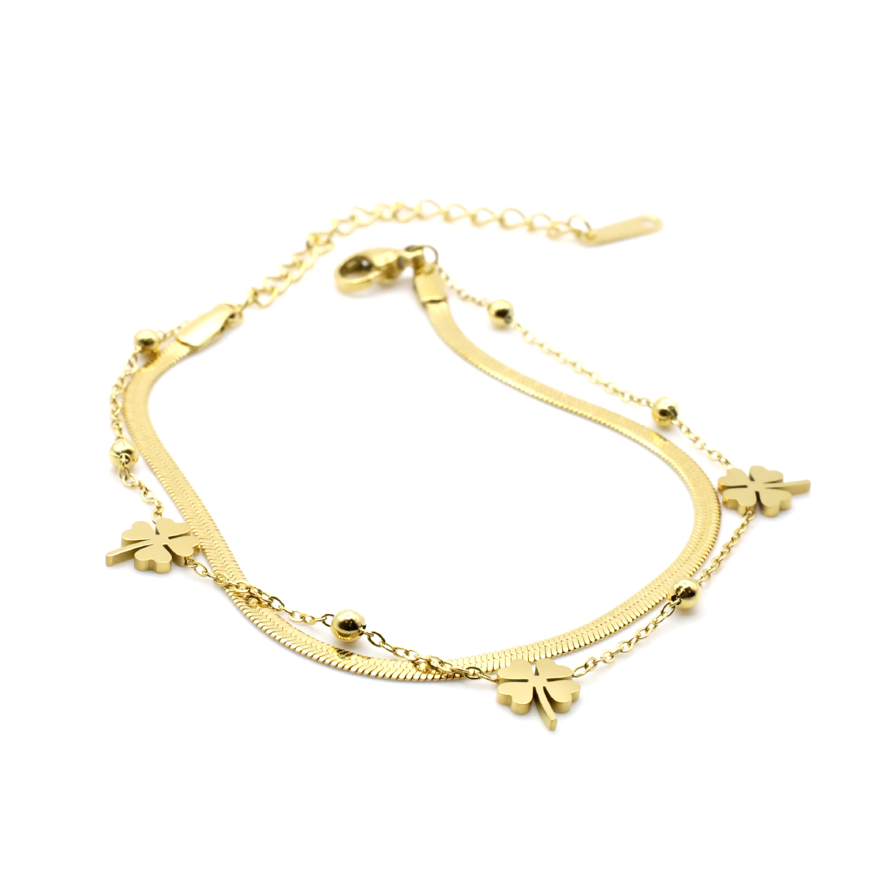 B-29-01-1.jpg Flower Layered Golden Bracelet