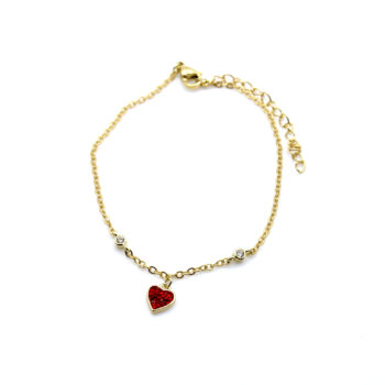 Bracelet with Hot Pink Heart Charm