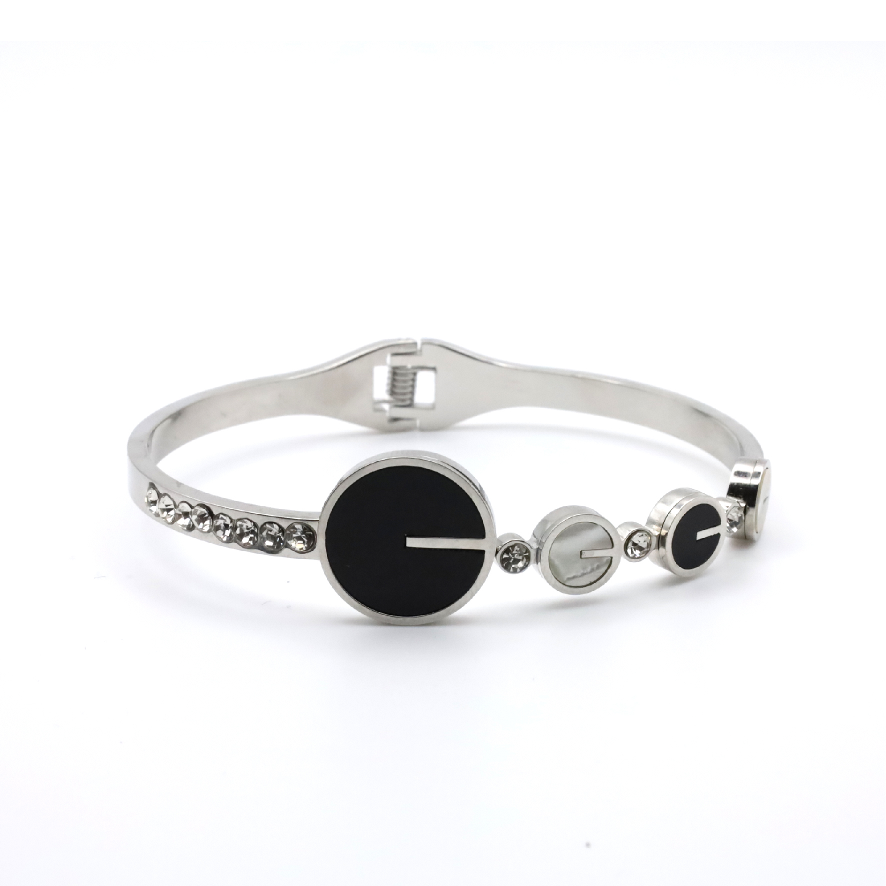 B-41-01-1.jpg Rotating Shell Silver Bracelet Bangle