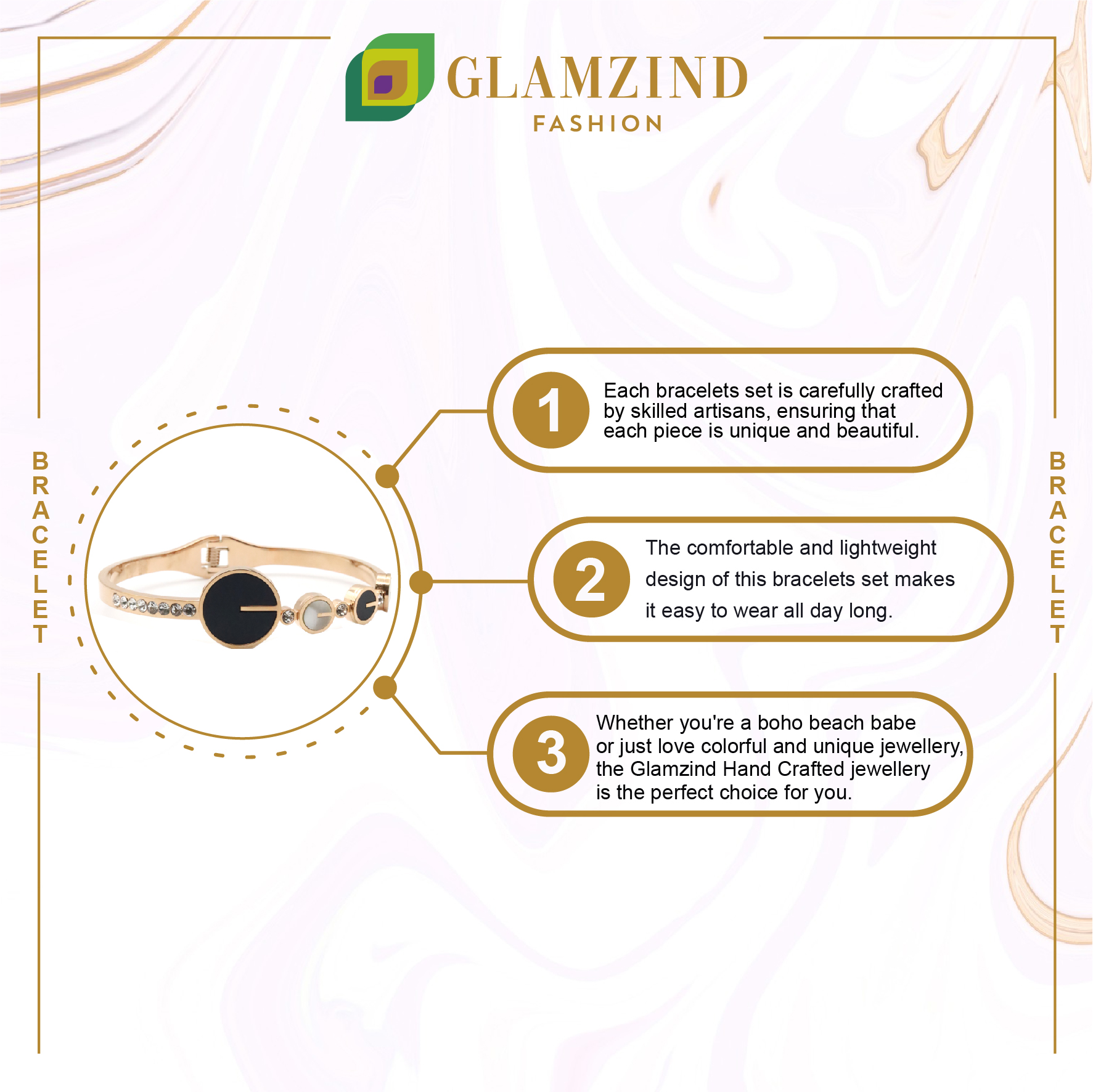 B-42-04-1.jpg Opening Rotating Shell Rose Gold Bracelet