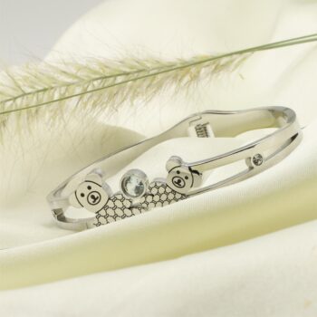 Teddy Bear Lover Lock Silver Bracelet