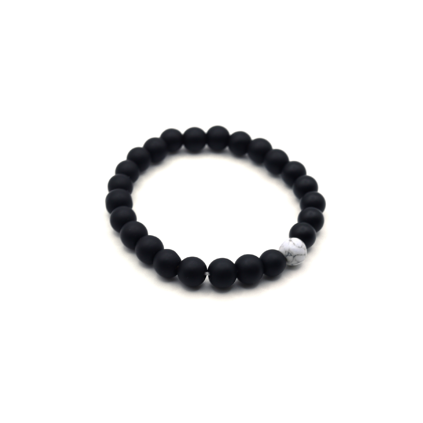 B-84-01-1.jpg Bracelet in Matt Black Tone with Howlite Bead