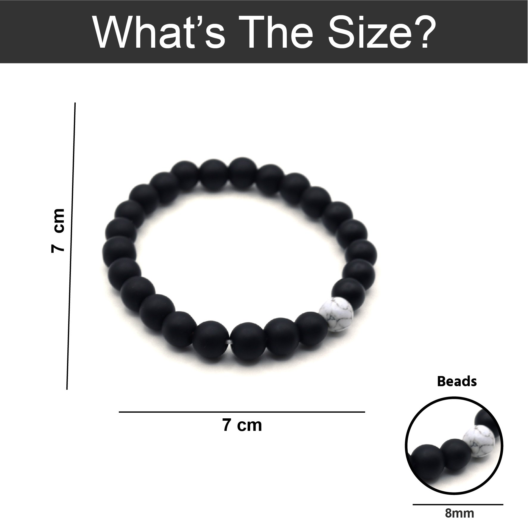 B-84-02-1.jpg Bracelet in Matt Black Tone with Howlite Bead