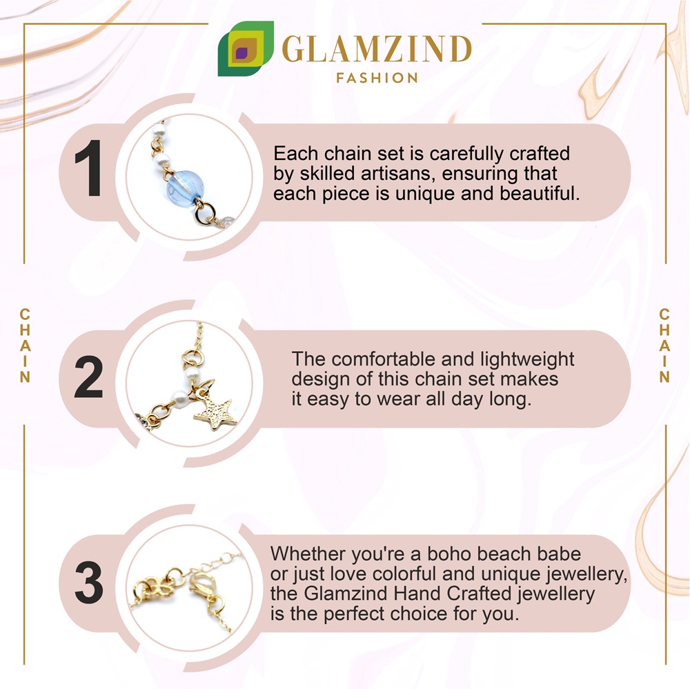 B-9-04a-1.jpg Chain Bracelet with Pearl Sky Blue Bead