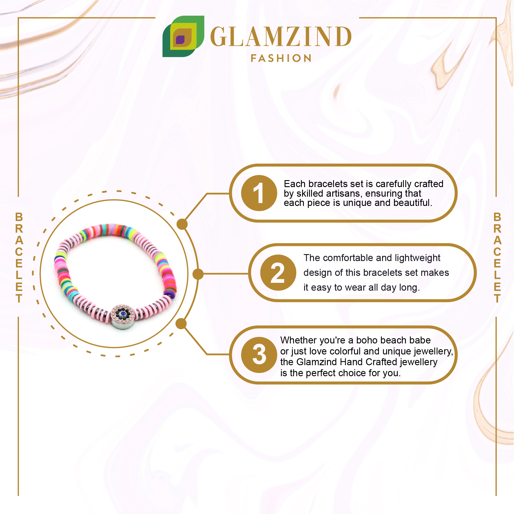 B-98-04-1.jpg Light Pink Multi-Tone Bracelet