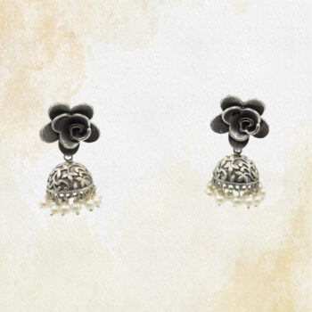 German Silver Rose Jhumka