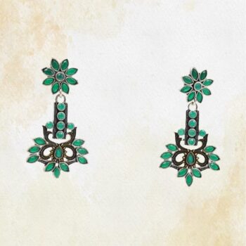 German Silver Dual Tone Long Earrings