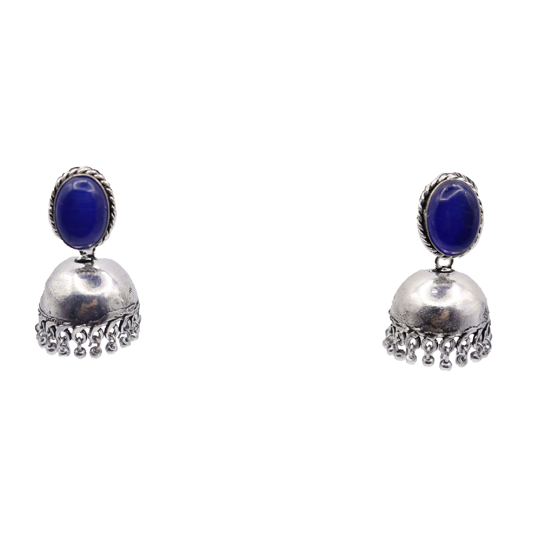 BLUE-01-6.jpg German Silver Oval Stone with Jhumka