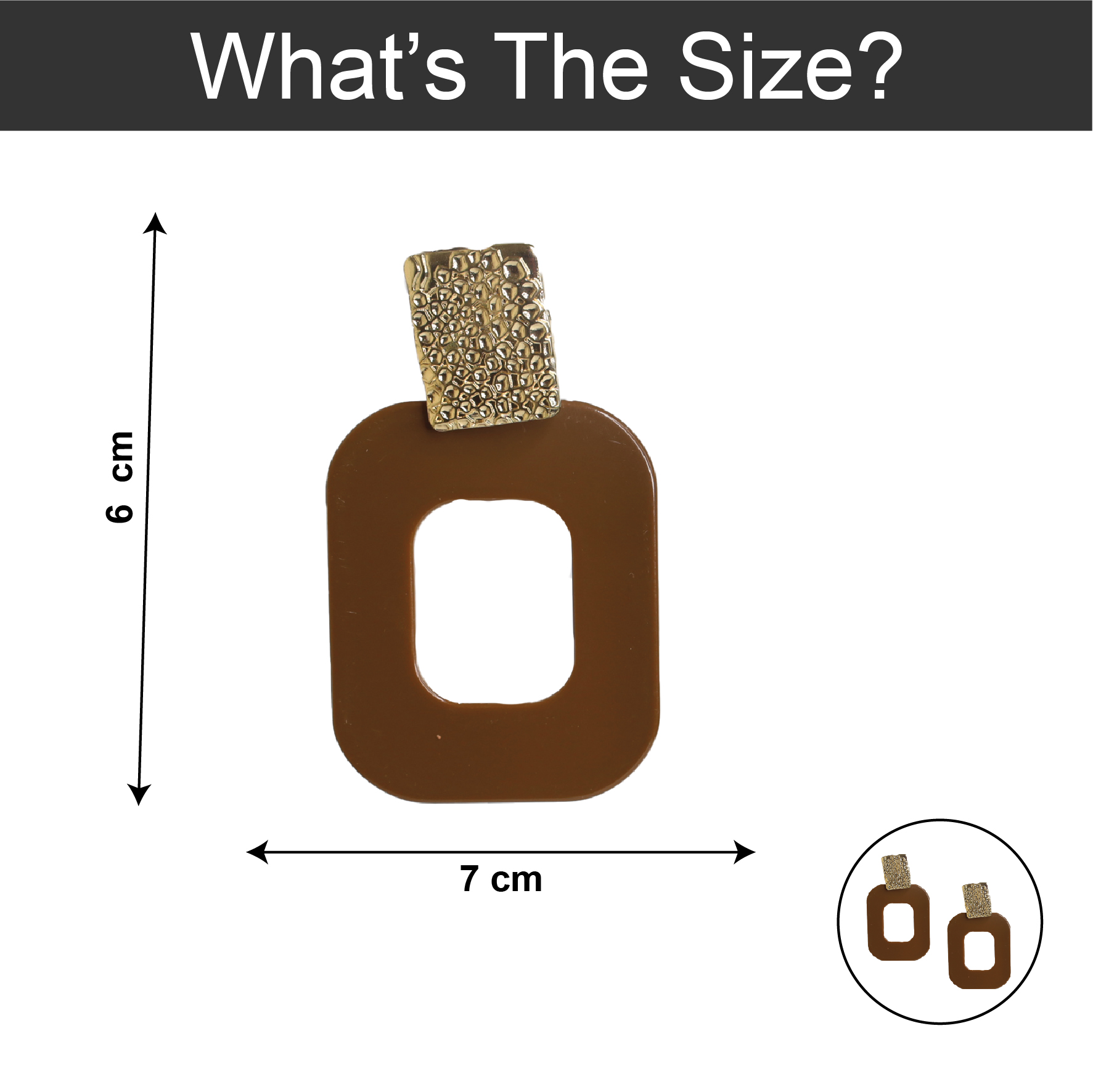 E-17-02 Brown and Golden Square Long Earrings