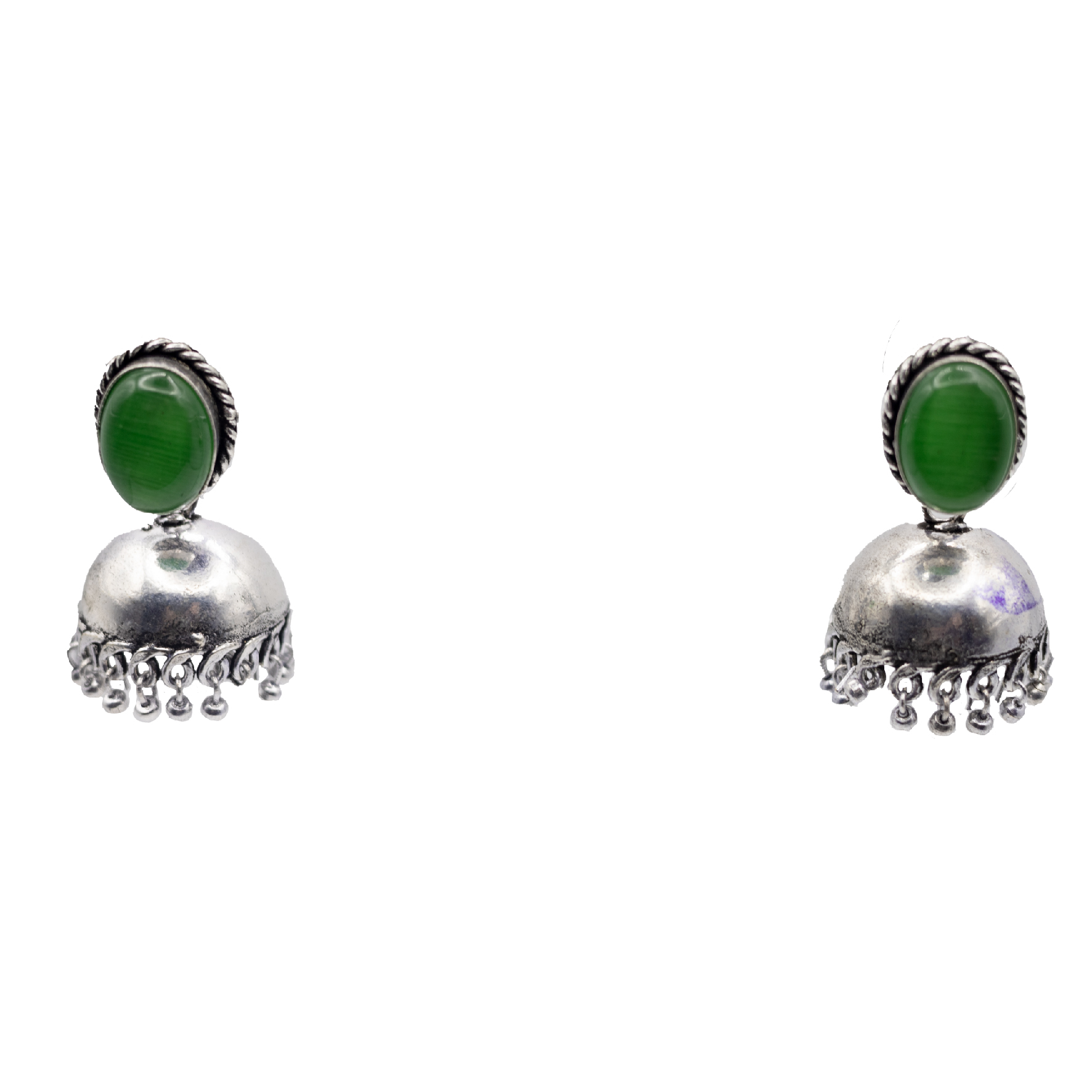 GREEN-01-6.jpg German Silver Oval Stone with Jhumka