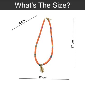 Orange Heishi Beads with Cowrie Shell Charm