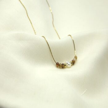 Brown Beads and Pearl Chain