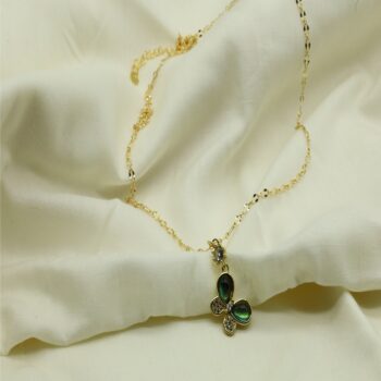 Free Rhinestone Green Butterfly Necklace