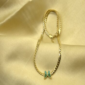 Butterfly Necklace with Vintage Cuban Chain