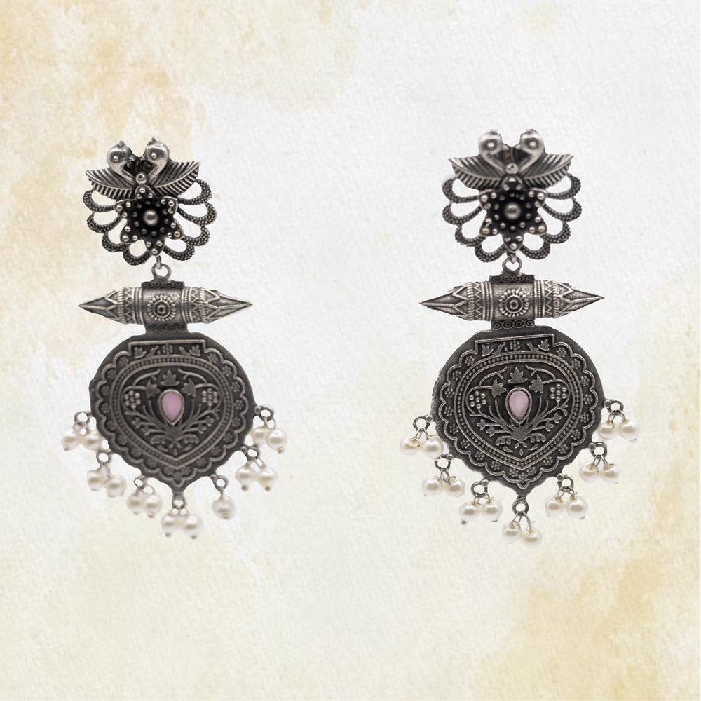 PINK-02-6.jpg German Silver Black Polished Long Earrings