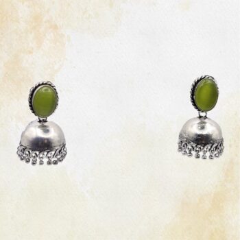 German Silver Oval Stone with Jhumka