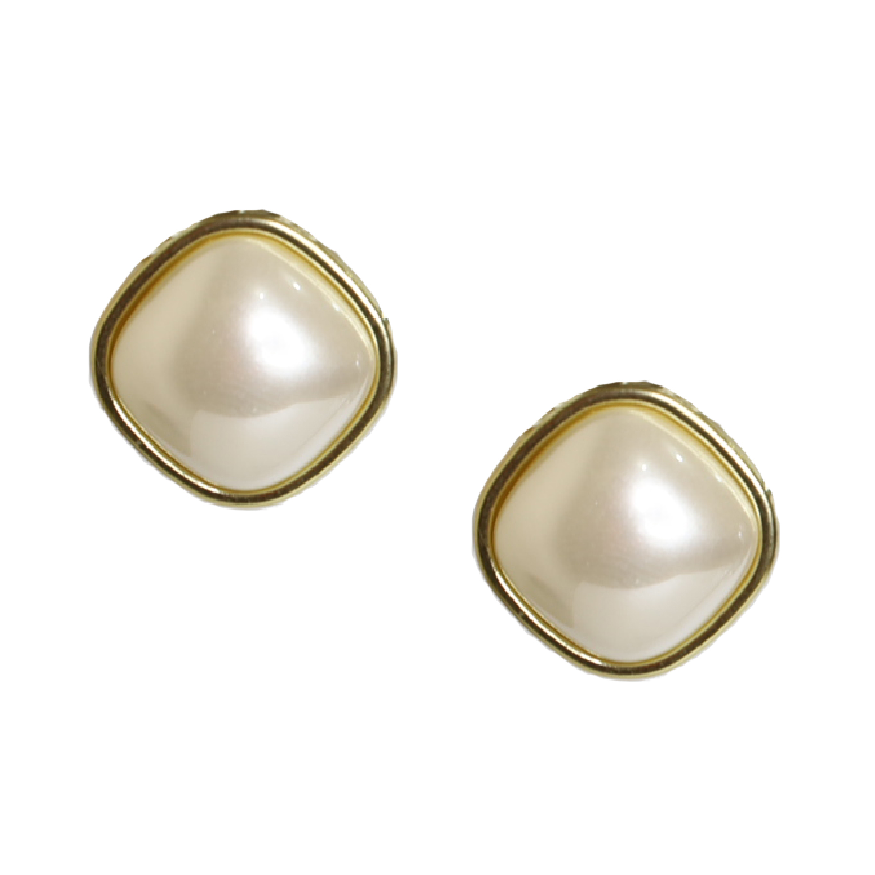 E-34-01 Square Pearl Yellowish Studs
