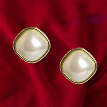 Square Pearl Yellowish Studs