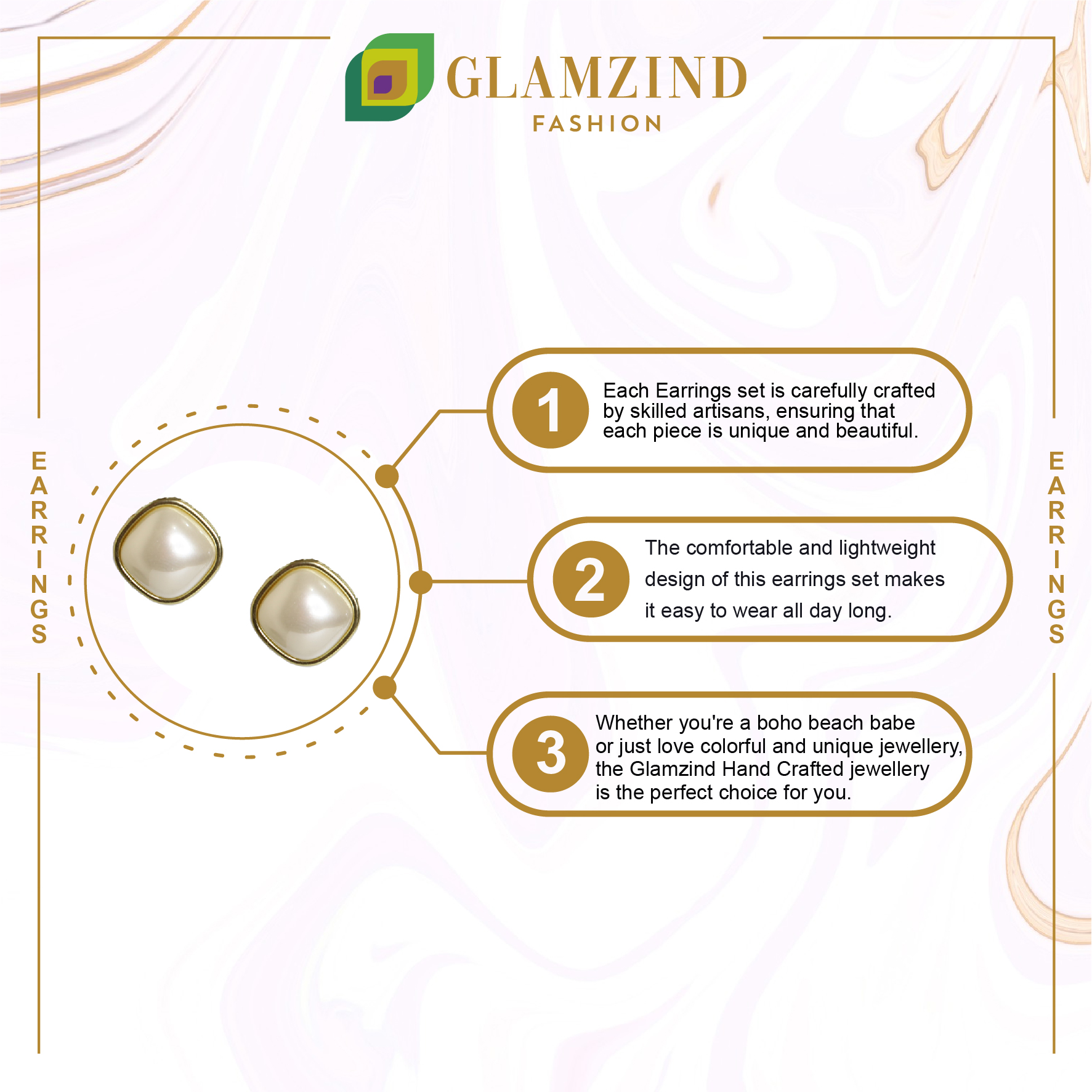 E-34-04 Square Pearl Yellowish Studs